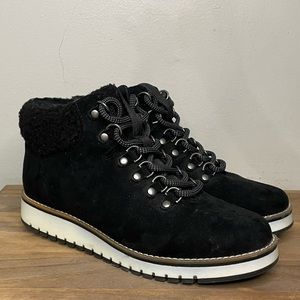 Sonoma Eco Katherina 2 Black Faux Fur Trim Ankle Lace Up Boots Women’s Size:7M